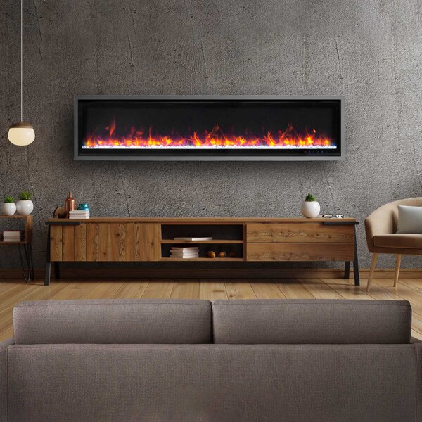 Slim 72 inch electric fireplace